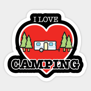 I Love Camping - Heart and Trailer Sticker